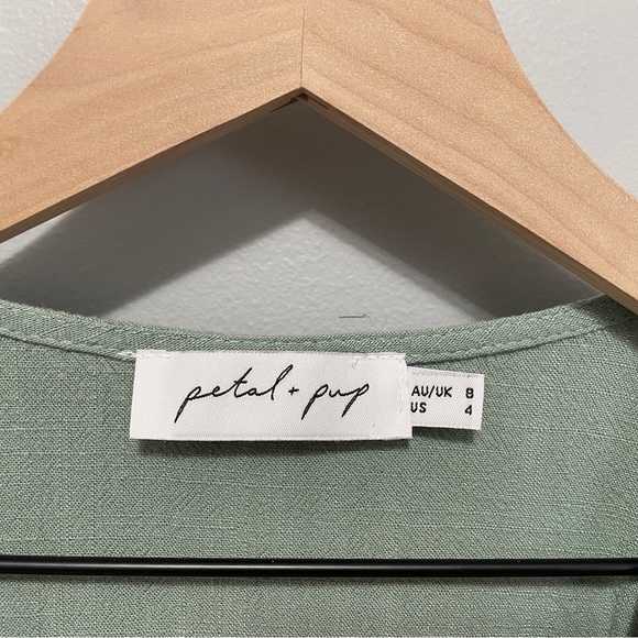 Petal & Pup Rowie Sage Wrap Linen Dress - Picture 6 of 7